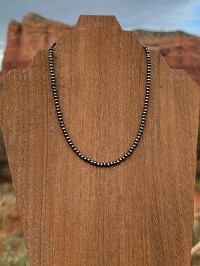 Handmade 4mm 14 inch Brushed Steel Western Pearl Necklace